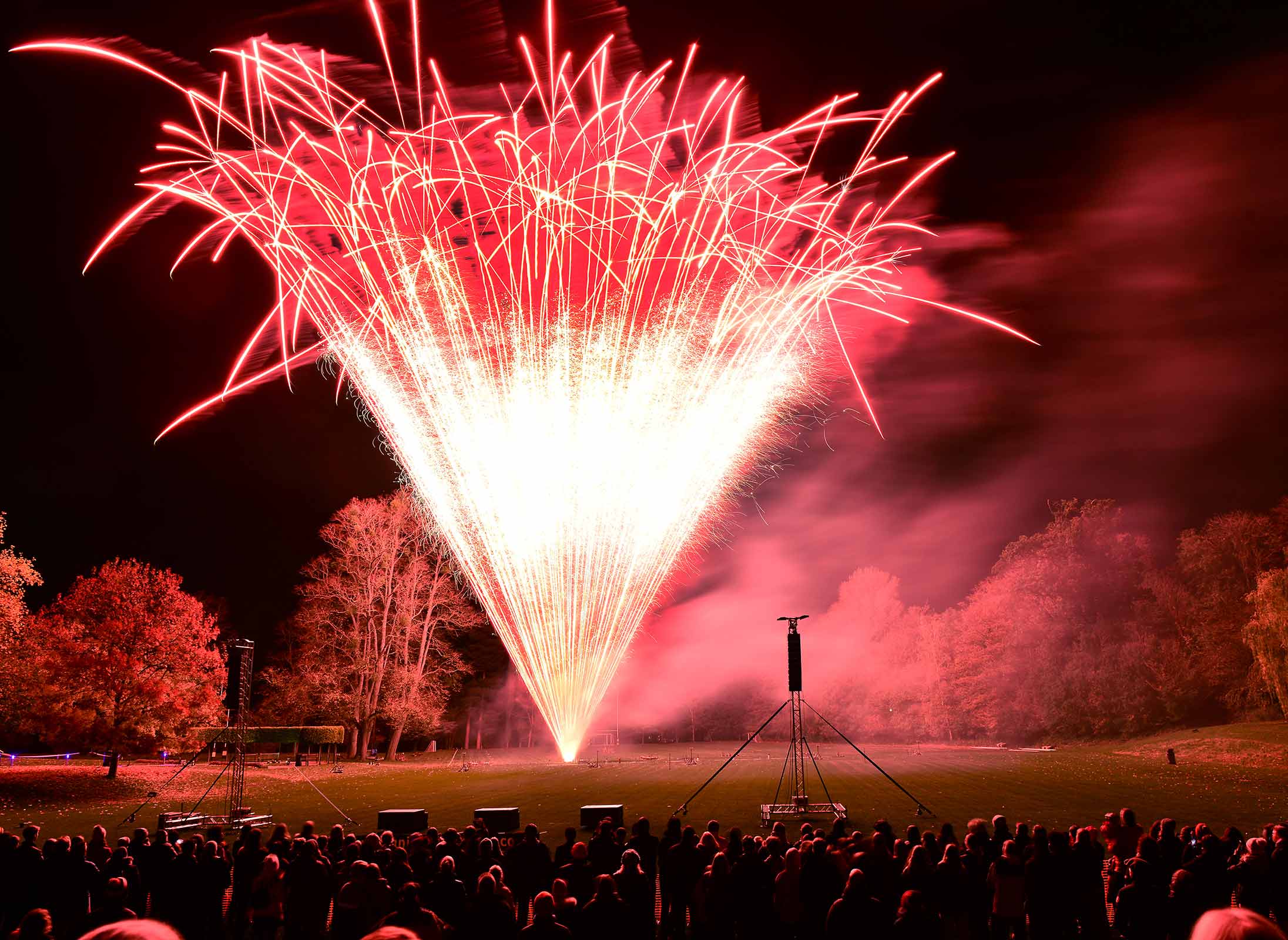 Garden pyromusical display, musical fireworks for a private celebration